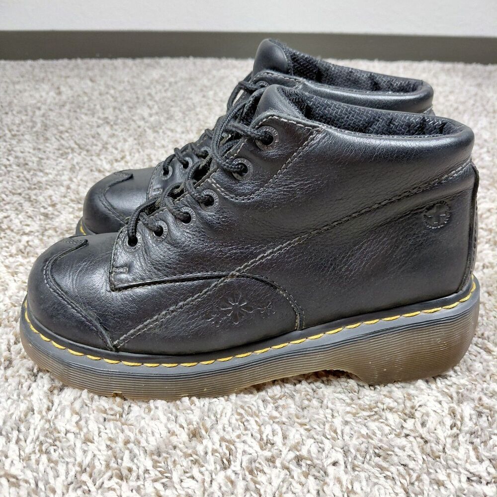 Dr. Martens Doc Daisy Chunky Shoes Boots Womens Size 10 Black Floral 12278 Y2K